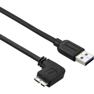 Cable delgado de 0 5m Micro USB 3.0 Super Speed acodado - USB3AU50CMLS - STARTEC