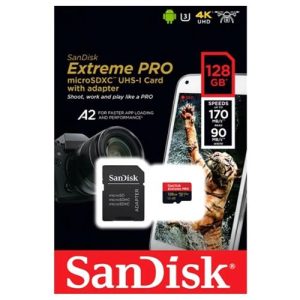 SanDisk Extreme 128gb microSD w/SDXC w/adpt C10U3V30 - SDSQXA1-128G-GN6AA